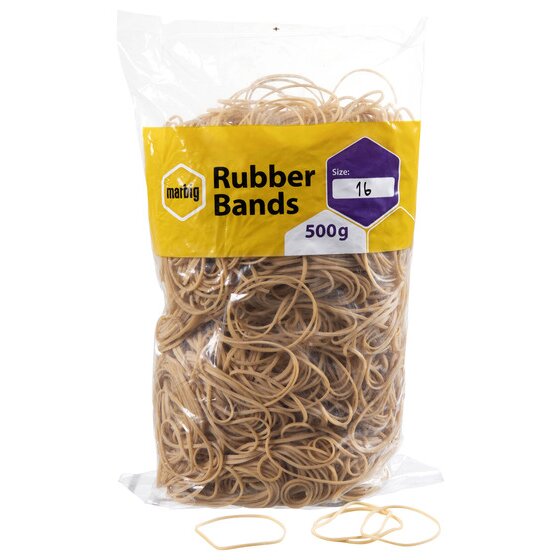 MARBIG Natural Rubber Bands – Size 16, 500g Bag
