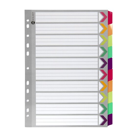 Marbig Indices & Dividers – 10 Tab Reinforced A4 Fluoro