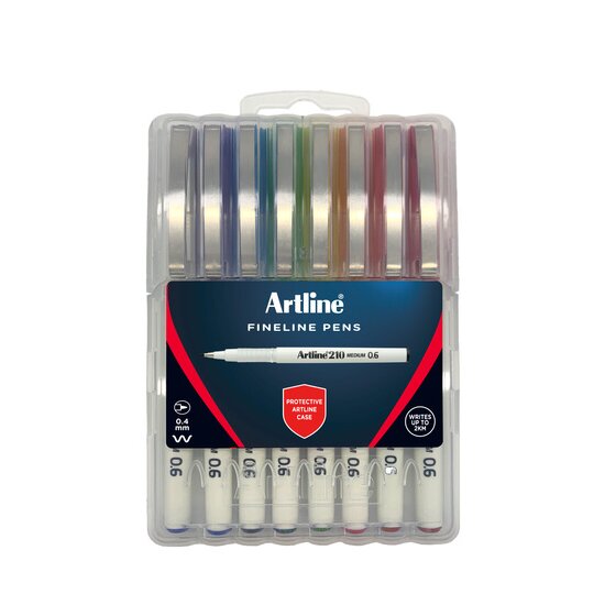 Artline 210 Brights Fineliner Pens – Wallet of 8 on Hangsell