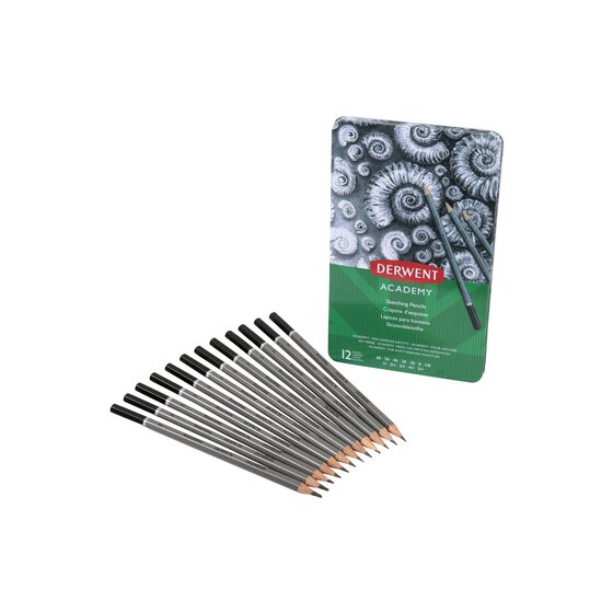 Derwent Academy Sketching Pencil Tin – 12-Pack Graphite Pencils