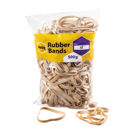 MARBIG Natural Rubber Bands Size 65 – 500g Bag