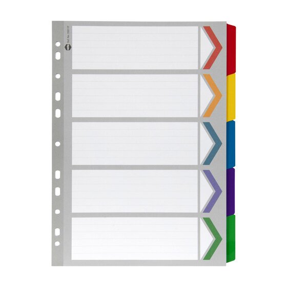 Marbig Indices & Dividers – Reinforced, A4, 1-5 Tab, Black