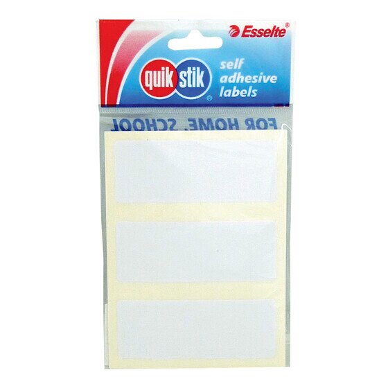 Quikstik Hangsell Rectangle Labels – White, 29×76mm, Pack of 21