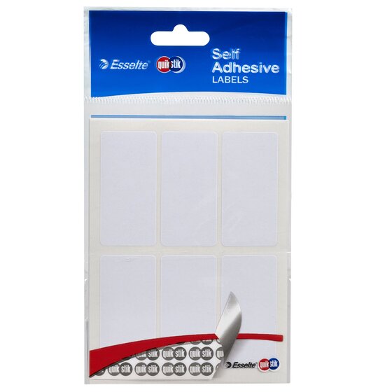 Quikstik Hangsell Rectangle Labels – 24×49mm White, 36 Pack