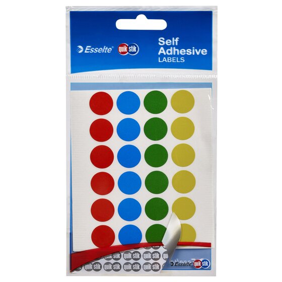 Quikstik Hangsell Circle Labels – 14mm Assorted, 112 Pack