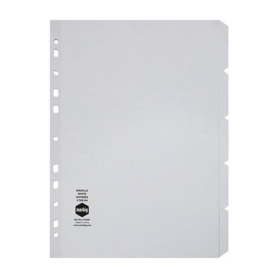Marbig Indices & Dividers – 5 Tab, Manilla, A4, White