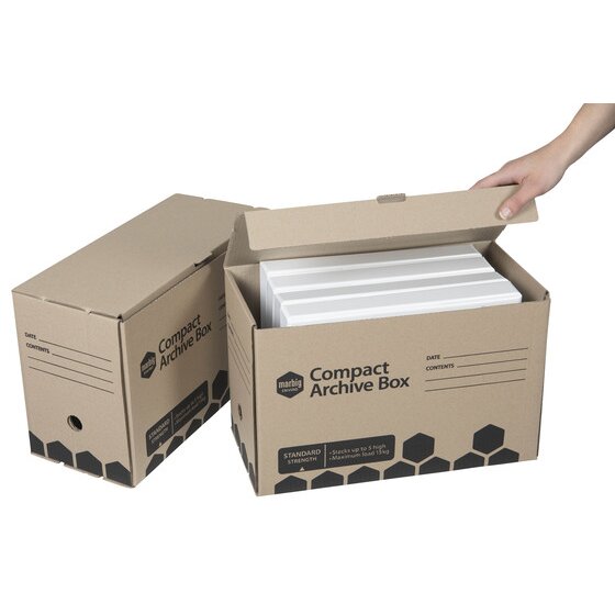Marbig Compact Archive Box, Pack of 2 – Foolscap Document Storage for Home & Office