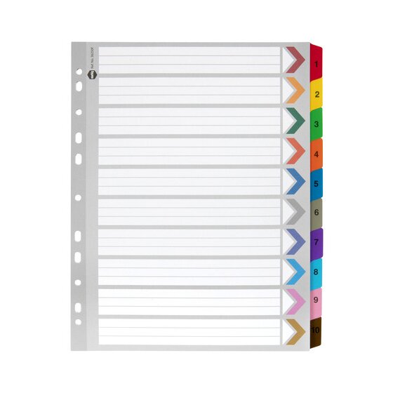 Marbig Indices & Dividers – 1 to 10 Tab, Manilla, A4 Extra Wide
