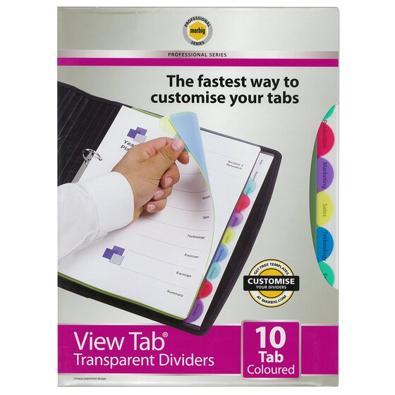 Marbig Professional Indices & Dividers – 10 Tab, PP, A4, Multi-Coloured