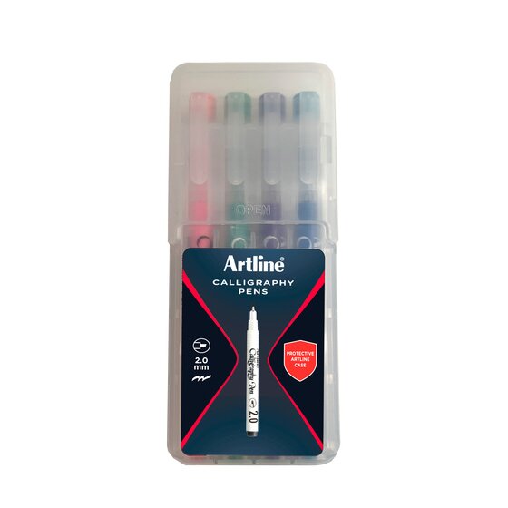 Artline Calligraphy Pastel Pack 4 – Elegant Handwriting Pen Set with Reusable Hard Case