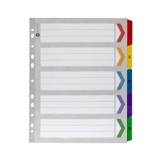 Marbig Indices & Dividers – 1 to 5 Tab, Manilla, A4 Extra Wide