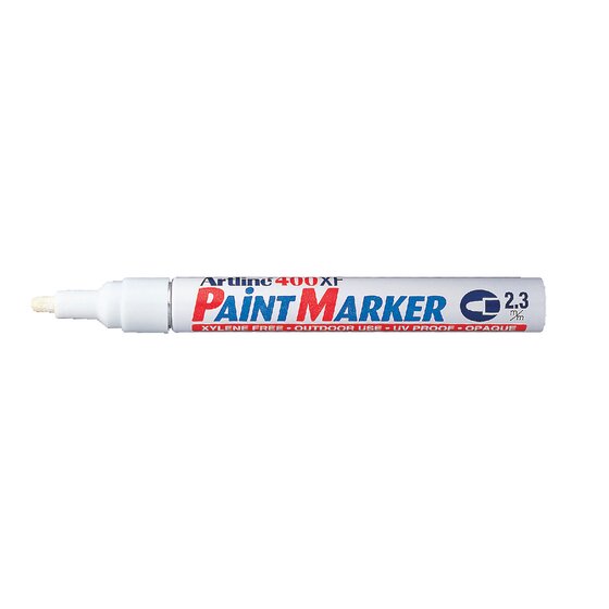 ARTLINE 400 Permanent Paint Marker – 2.3mm Bullet Tip, White (Box of 15)