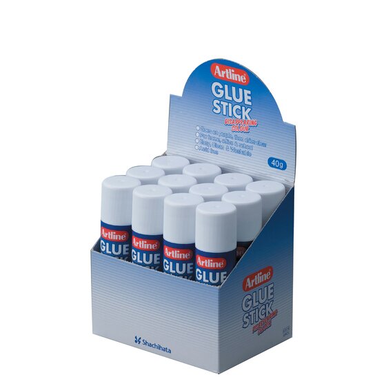 Artline Purple Glue Stick 40g – 12-Pack Display | Dries Clear, Easy to See