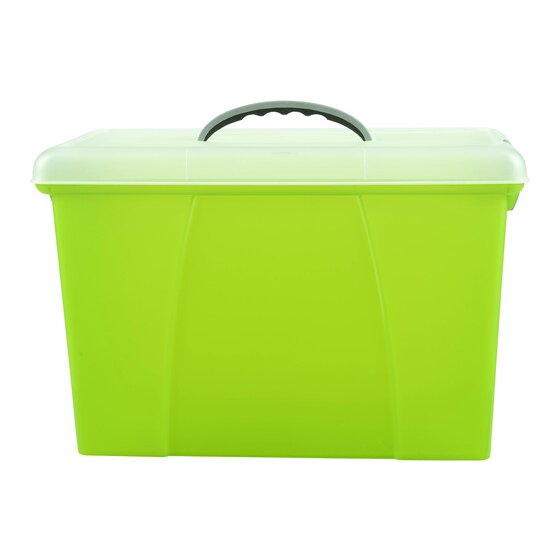 Crystalfile Carry Case – Clear Lid, Lime Base | Foolscap Document Storage with Handle