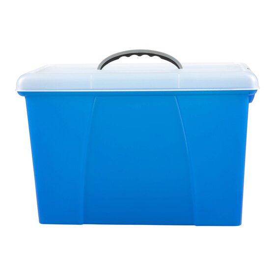 Crystalfile Carry Case – Clear Lid, Blue Base | Foolscap Document Storage with Handle