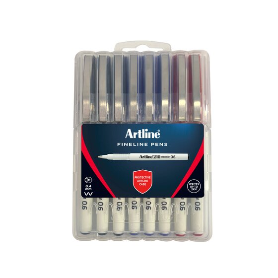 Artline 210 Fineliner Pen 0.6mm Black – Wallet of 8 (Hangsell)