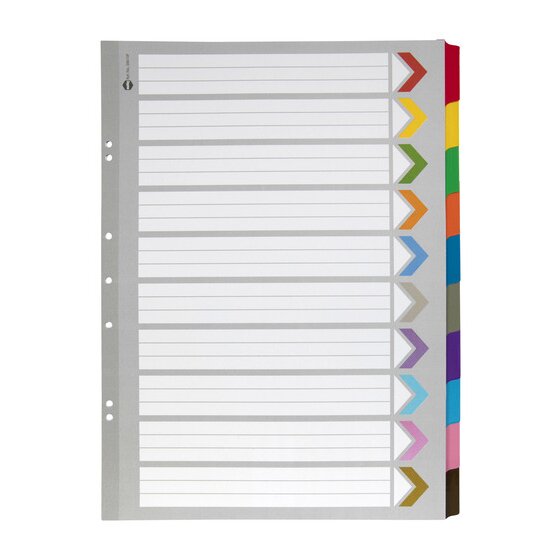 Marbig Indices & Dividers – 10 Tab, Reinforced, A3 Portrait