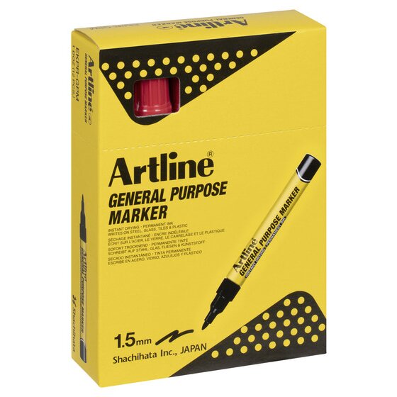 Artline Professional Series General Purpose Permanent Marker – Red (Aluminium Barrel, Bullet Nib)