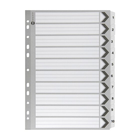 MARBIG Indices & Dividers 1–10 Tab Reinforced A4 Black