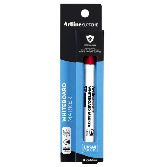 Artline Supreme Whiteboard Marker – Red | Antimicrobial, Smooth Grip, 10 Colours in Range
