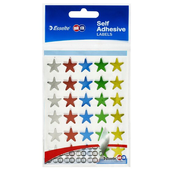 Quikstik Hangsell Multi Star Labels – 150 Assorted Permanent Stickers