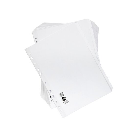 Marbig Indices & Dividers 10 Tab Manilla A4 White Bulk Pack