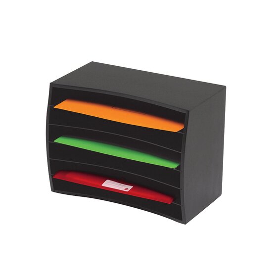 Marbig Desktop Organiser – 6 Tier Wood Black | A4 & Foolscap, Vertical or Horizontal