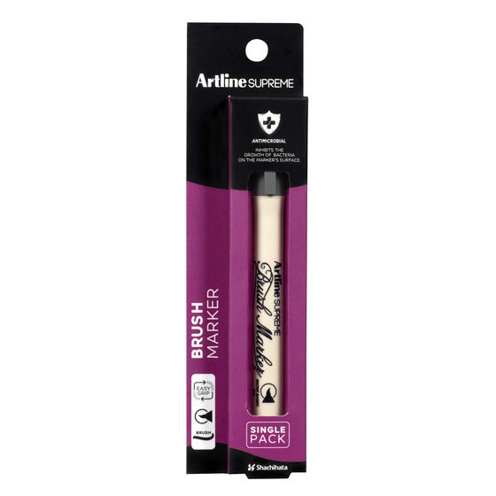 Artline Supreme Brush Marker – Grey (Single) | Water-Based Permanent Ink | Thin to Thick Lines