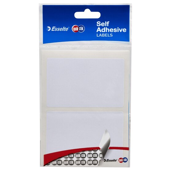 Quikstik Hangsell Rectangle Labels – White, 48 x 75 mm (Pack of 12)