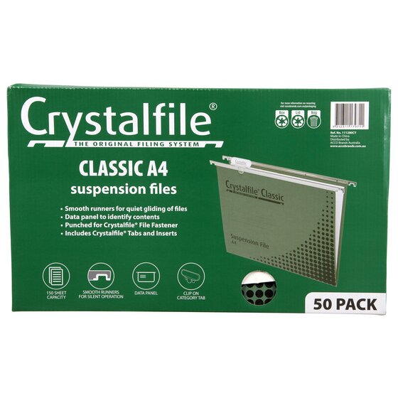Crystalfile A4 Classic Suspension Files – Pack of 50