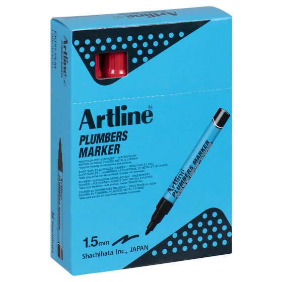 Artline Professional Series Plumbers Permanent Marker – Red | Permanent Ink for Wet Surfaces