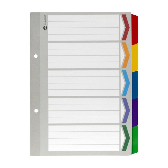Marbig Indices & Dividers 5 Tab Reinforced A5 Colour – Compact File Tabs