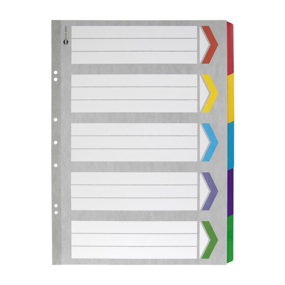 Marbig Indices & Dividers – 5 Tab, Reinforced, A3 Portrait
