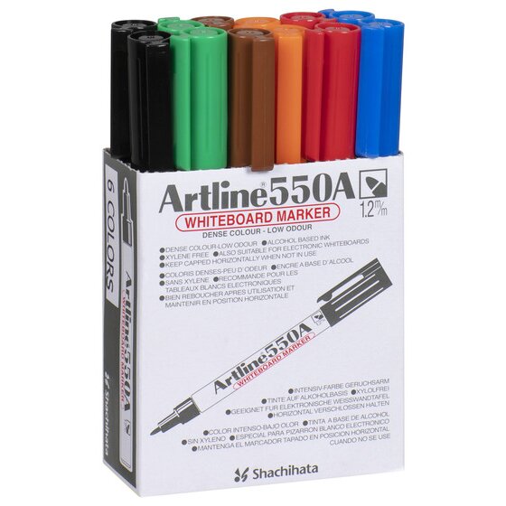 Artline 550A Whiteboard Marker – 1.2mm Bullet Nib, Assorted Colours