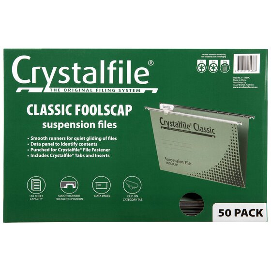 Crystalfile Classic Suspension Files – Foolscap, Pack of 50