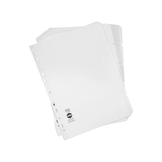 Marbig Indices & Dividers – 5 Tab, Manilla, A4 White (Bulk Pack)