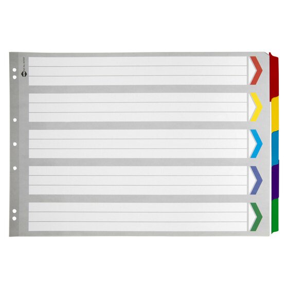 Marbig Indices & Dividers – 5 Tab Reinforced, A3 Landscape