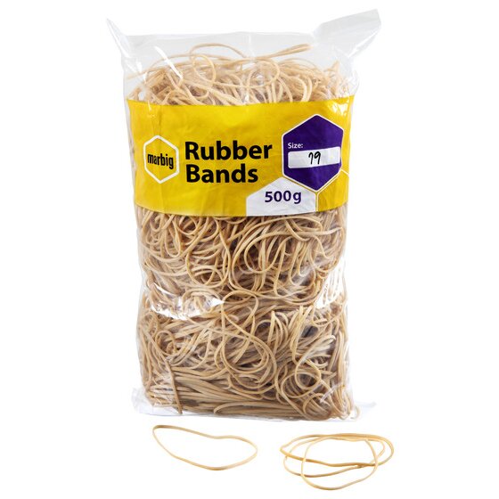 MARBIG Rubber Bands Size 19 – Natural Rubber, 500g Bag