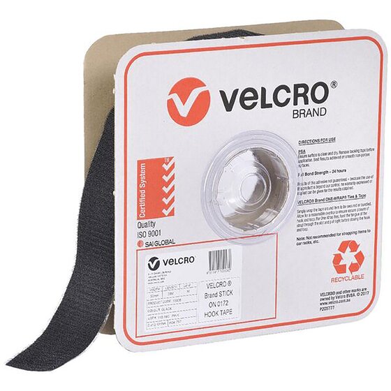Velcro Heavy Duty Hook-Only Tape – 50mm x 25m, Black