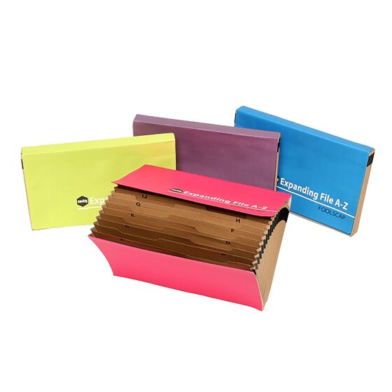 Marbig Expanding File – Foolscap A-Z Pockets, Assorted Summer Colours