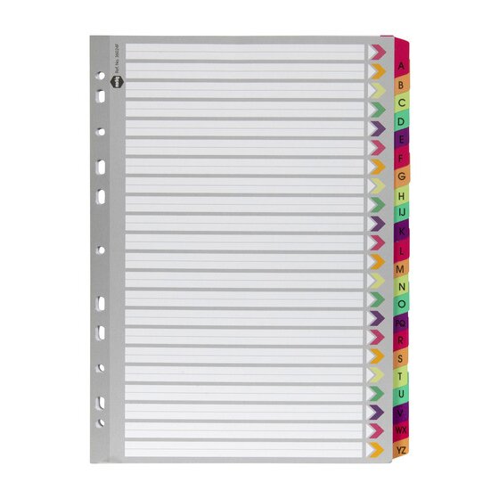Marbig A-Z Tab Reinforced Index Dividers A4 Fluoro – Office Filing Organiser