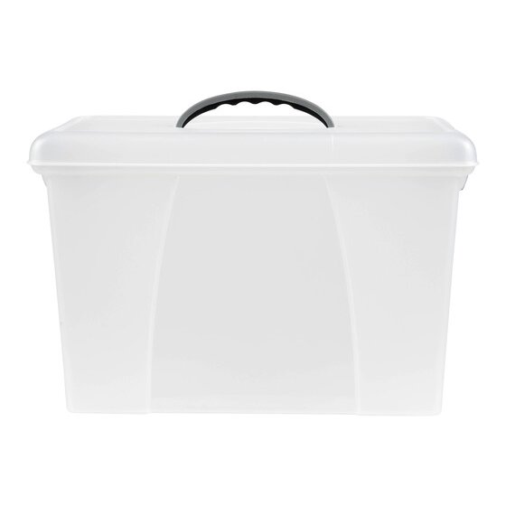 Crystalfile Carry Case – Clear Lid, Clear Base | Foolscap Document Storage with Handle