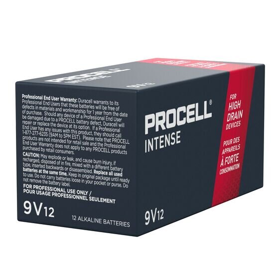 Procell Intense Alkaline 9V Batteries – Pack of 12