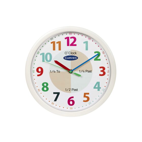 Carven 300mm Educational Wall Clock – 12-Hour, Time-Telling Labels