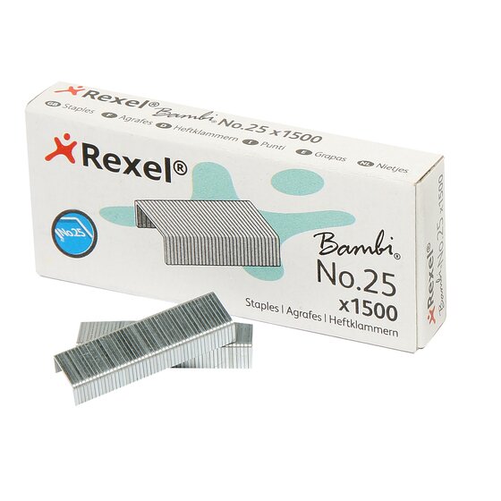 REXEL 25/4mm Staples – Box of 1500 for Mini Bambi Staplers