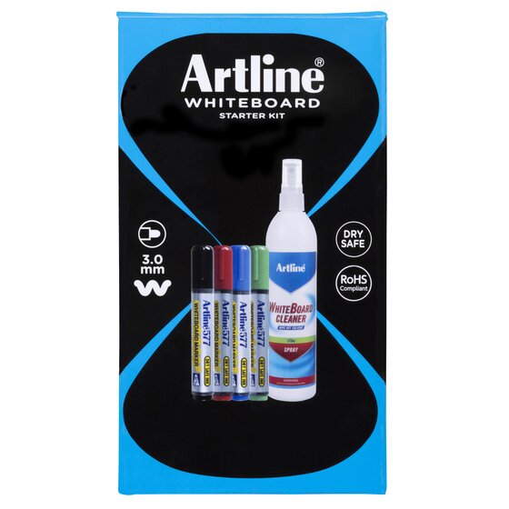 Artline Whiteboard Starter Kit – Markers, Eraser, Cleaners & Magnetic Buttons