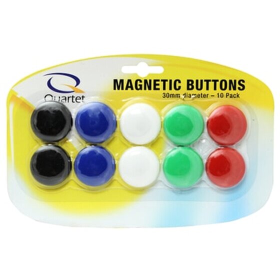 Quartet Magnet Buttons 30mm Assorted Colours (Pack of 10)