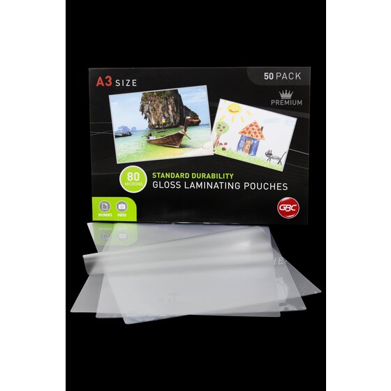 GBC Laminating Pouches A3 80 Micron Gloss – Pack of 50