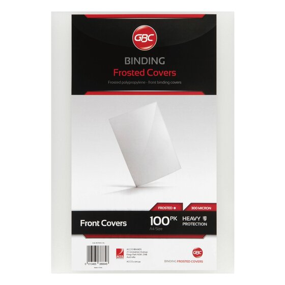 GBC A4 PolyCover Binding Covers – Frosted, Pack of 100