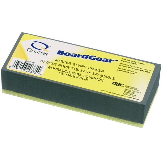 Quartet Whiteboard Eraser with Washable Cover – Soft Bristle, Lifts Ink and Dust Clean